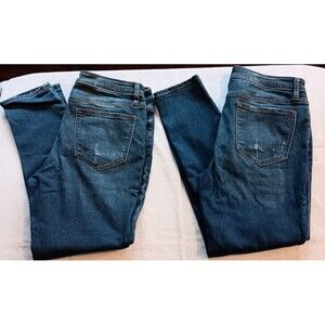 2 Pair Vigoss Jeans Marley Skinny 29 Distressed Mid Rise Blue Stone Wash